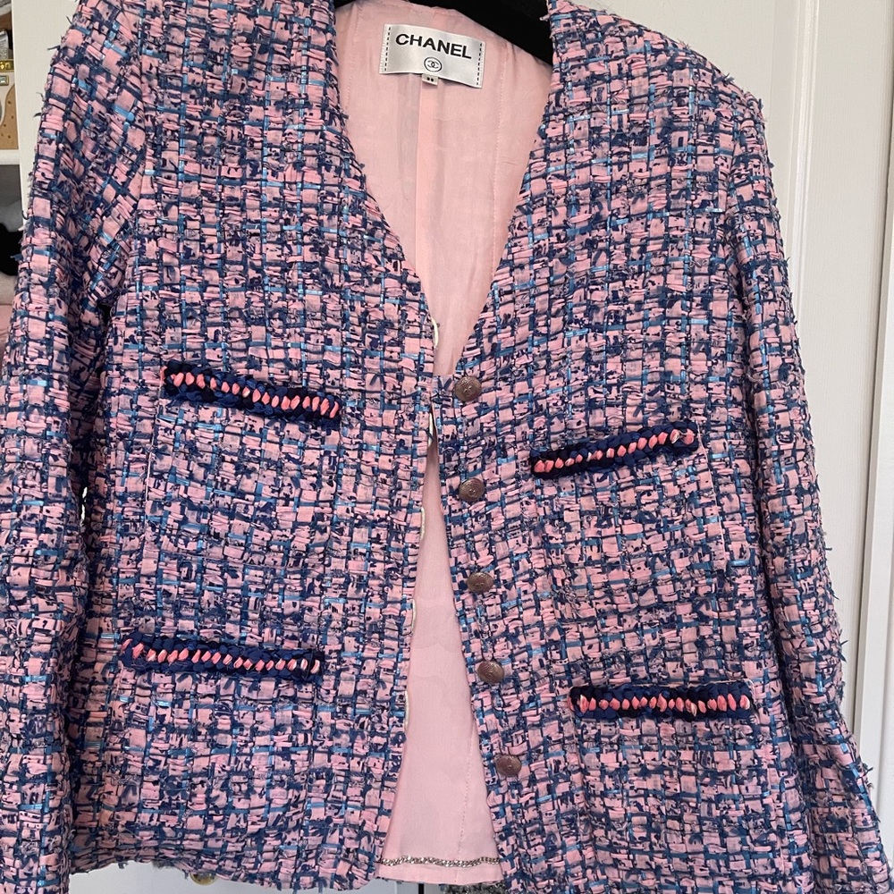 Lavender mosaic tweed jacket